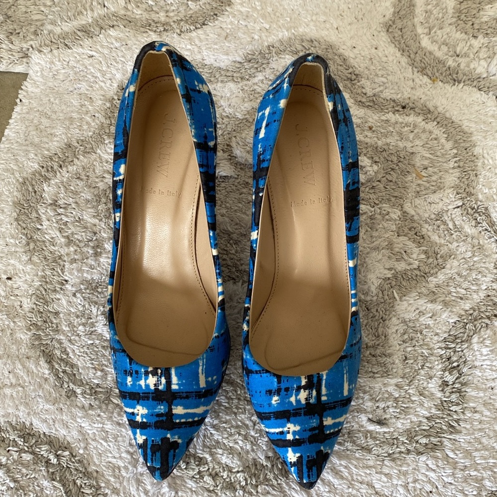 J. Crew Blue and Black Patterned Heels - Picture 3 of 4